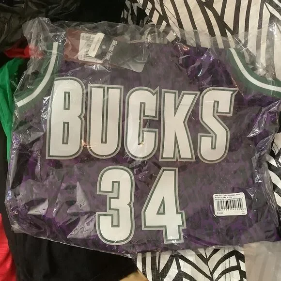 Men's Mitchell & Ness Ray Allen Purple Milwaukee Bucks Hardwood Classics Wildlif